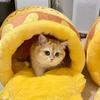 Cuccia per gatti Tappetino per cani Letti Articoli per animali domestici Vaso di miele caldo Nido per gatti Autunno Inverno Morbido e confortevole Spesso Caldo Nido per animali domestici Cartone animato