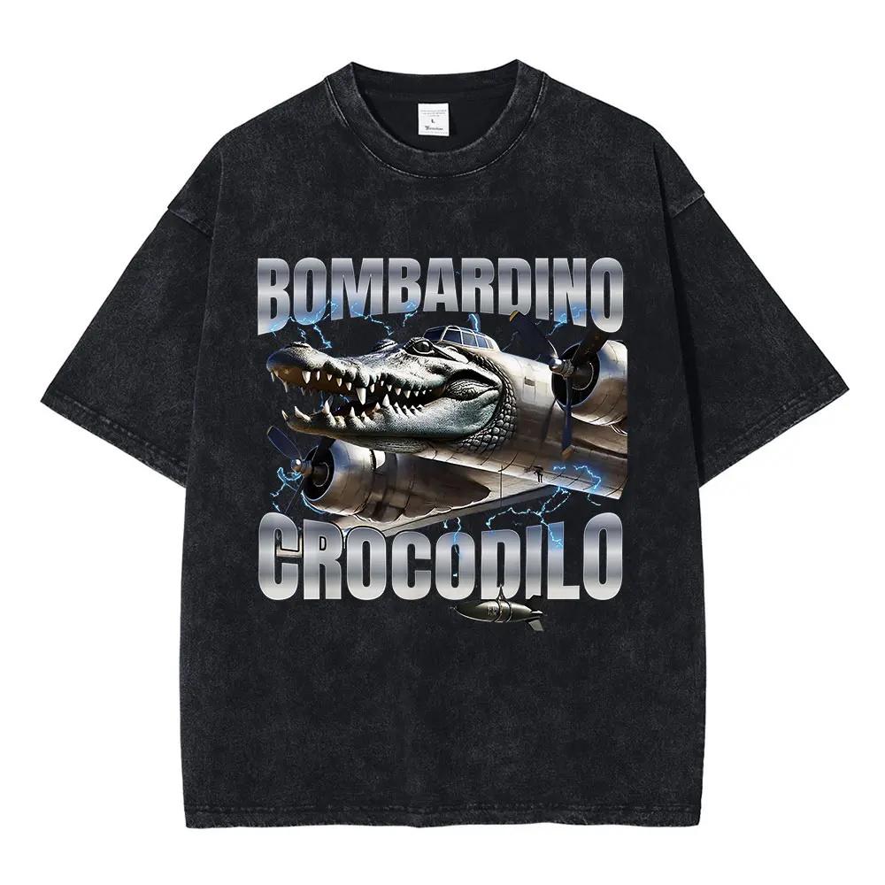 Italienischer Hirnfurz Lustige Meme T-Shirts Tralalero Tralala Tung Tung Tung Sahur Bombardiro Krokodil Brr Brr Patapim Gewaschene T-Shirts