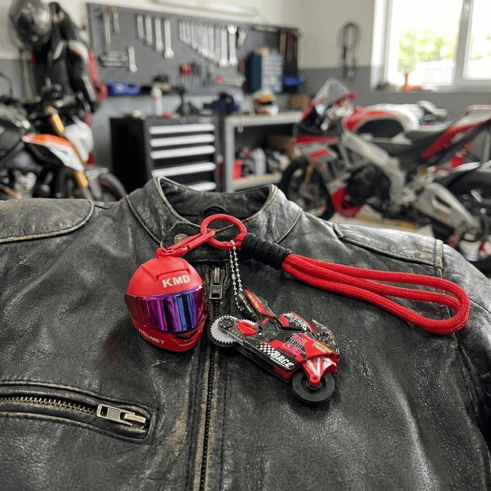 Braided Lanyard Mini Key Pendant Zinc Zinc Alloy Racing Keychain Motorcycle Helmet Keychain  Gift For Men