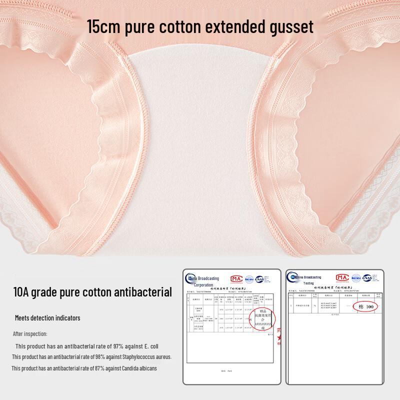 Audiff Women's Cotton Lace Antibacterial Briefs 4-Pack