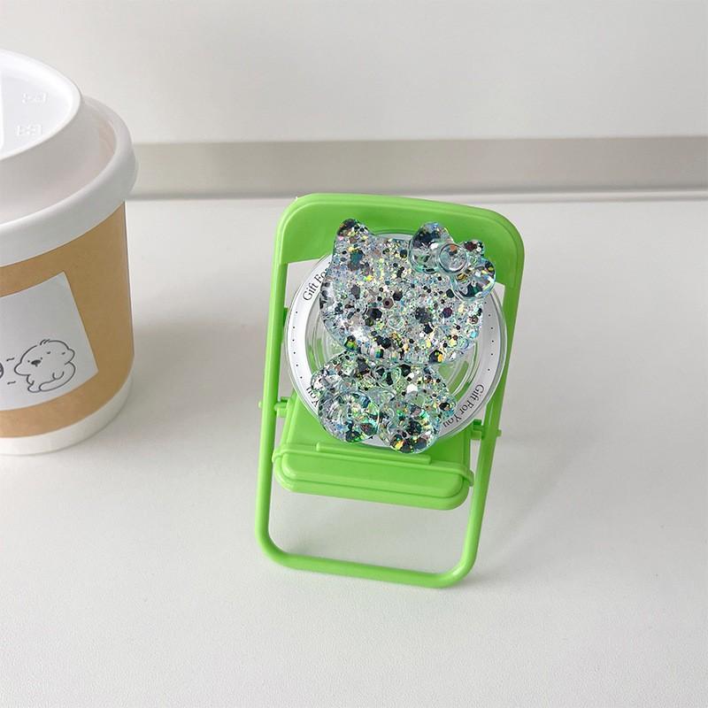 Korean Ins Style Transparent Glitter KT Cat Phone Airbag Bracket Magnetic Suction Magsafe Retractable Support