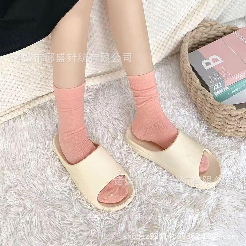 South Korea Dongdaemun solid color breathable vertical strip curling medium tube socks children sweat-absorbing versatile medium tube