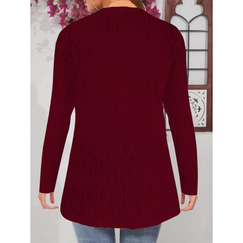 DAFIFY Damenmode, lässig, Herbst/Winter, einfarbig, mit Druck, lange Ärmel