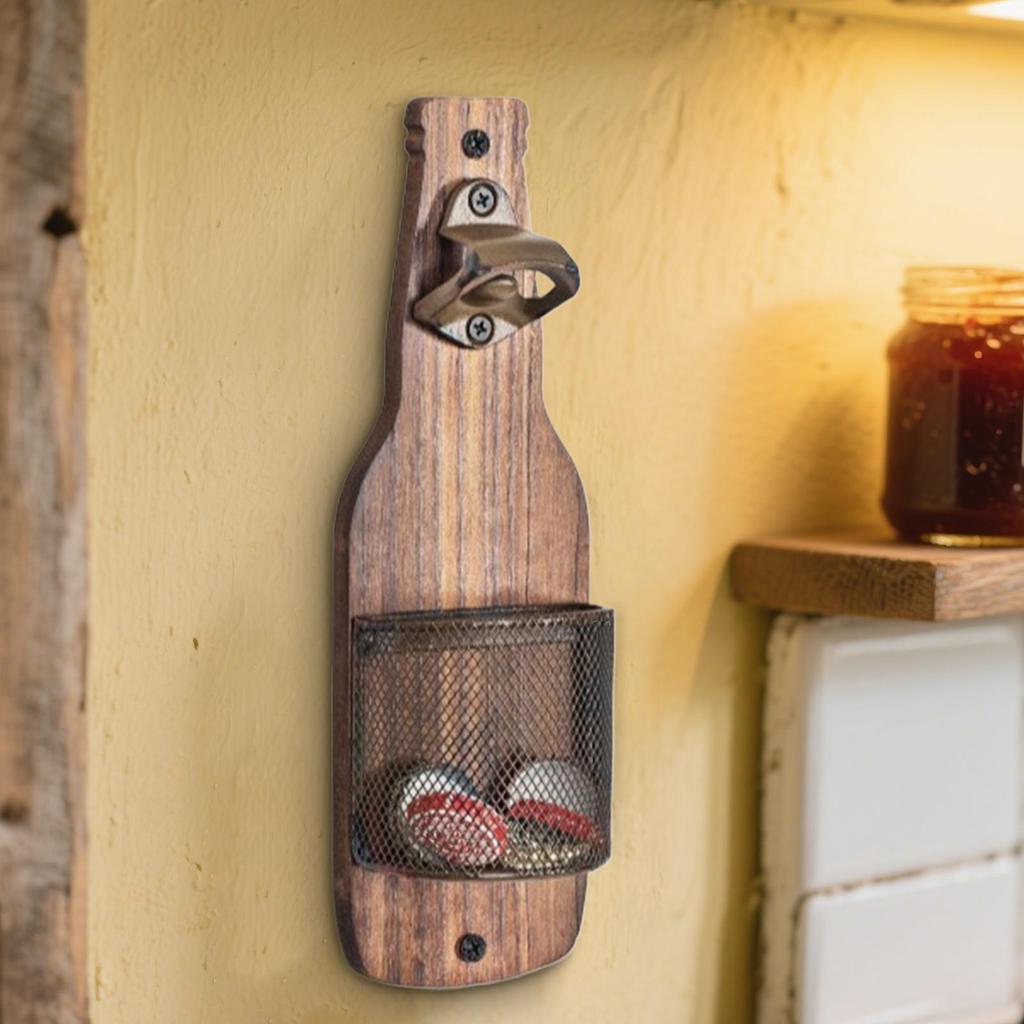 Väggmonterad ölflasköppnare Kreativ vintage flasköppnare med kapsyluppsamlare För kök Fest Bartillbehör Väggdekor