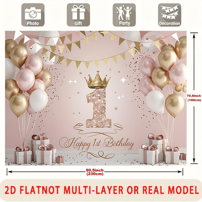 One Party Banner Background Decoration for a Happy One-year-birthday Party Background Photo Props Polyester Banner Decoration