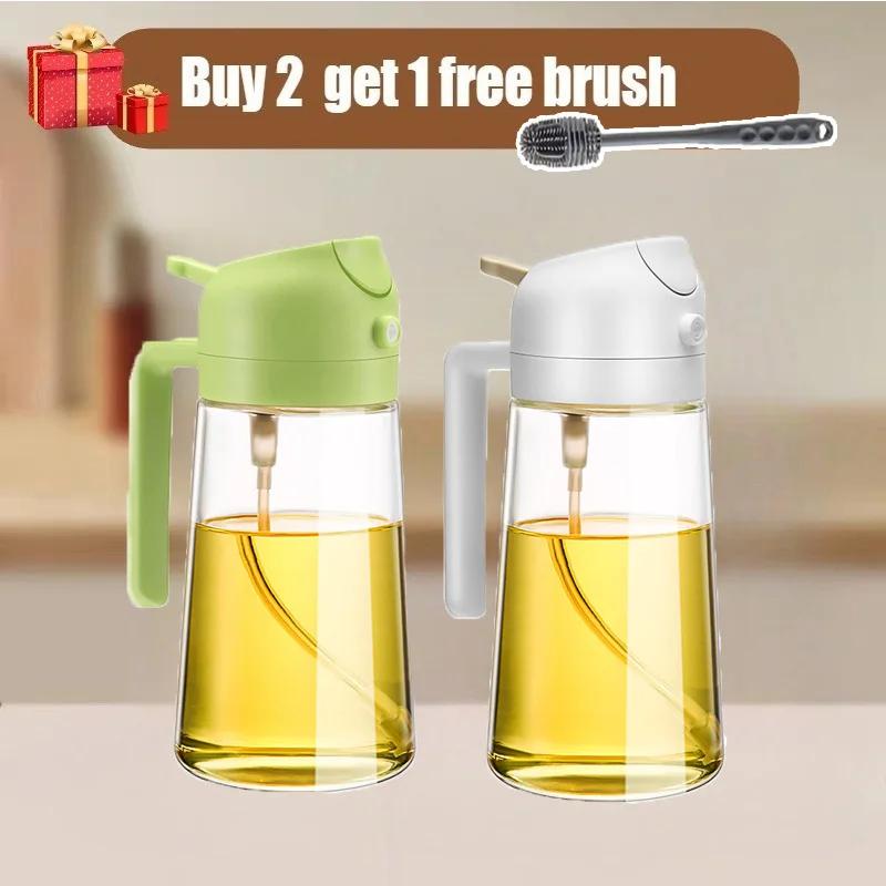 2 in1 Spray Oil Sprayer Kitchen Oil Spray Bottle Plastic 500ML Oil Dispenser Spray Container Cooking Camping Kitchen Seasoning
