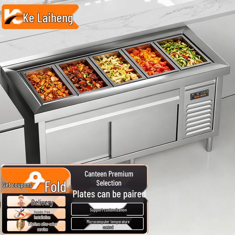 Keleheng Insulated Food Cart: Heated Display Stand with Six Grids, Thickened Non-Magnetic Stainless Steel for Buffets & Canteens