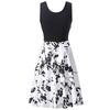 Robe d'été sans manches en coton à imprimé floral rétro pour femme, col rond, style vintage
