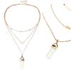 Necklace Hexagonal Rhomboid Faux Crystal 3 Layers Women Heart Beads All Match Choker for Wedding
