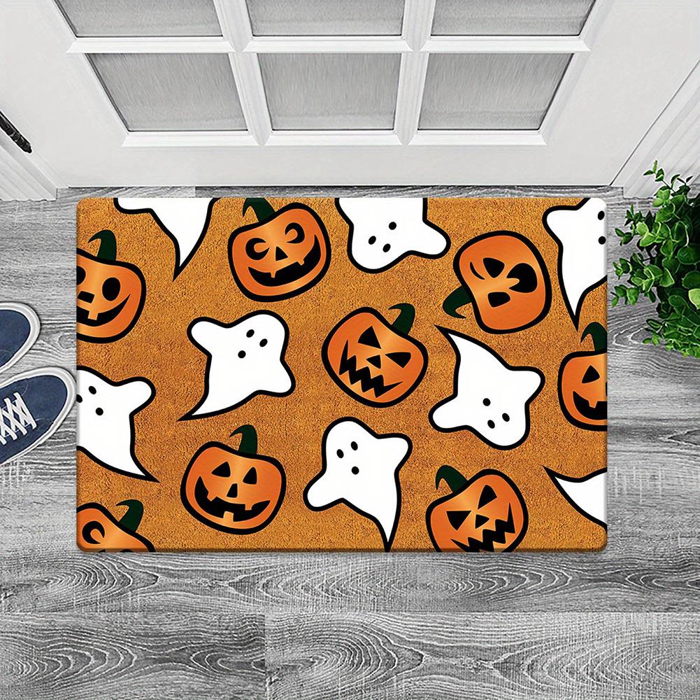 Halloween Doormat Decor Welcome Mat 40x60cm Dancing Pumpkin Skull Crystal Velvet Non Slip Floor Stair Mat Thanksgiving Kitchen