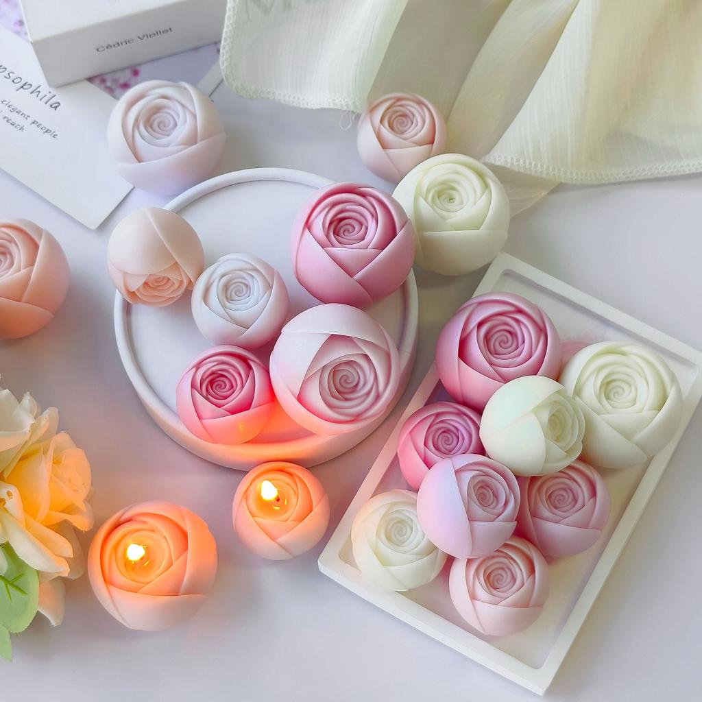 Stampo in Silicone Fai da Te per Candela Aromatiche Floreali di San Valentino Stampo 3D per Torta Mousse Rosa Cioccolato Stampo per Sapone Fatto a Mano Decorazioni per Casa Camera da Letto
