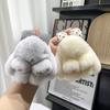 Plush Bowknot Bunny Keychain Fuzzy Faux Fur Rabbit Animal Doll Key Ring Holder DIY Handbag Pendant Backpack Decoration Kids Adults Birthday Gift