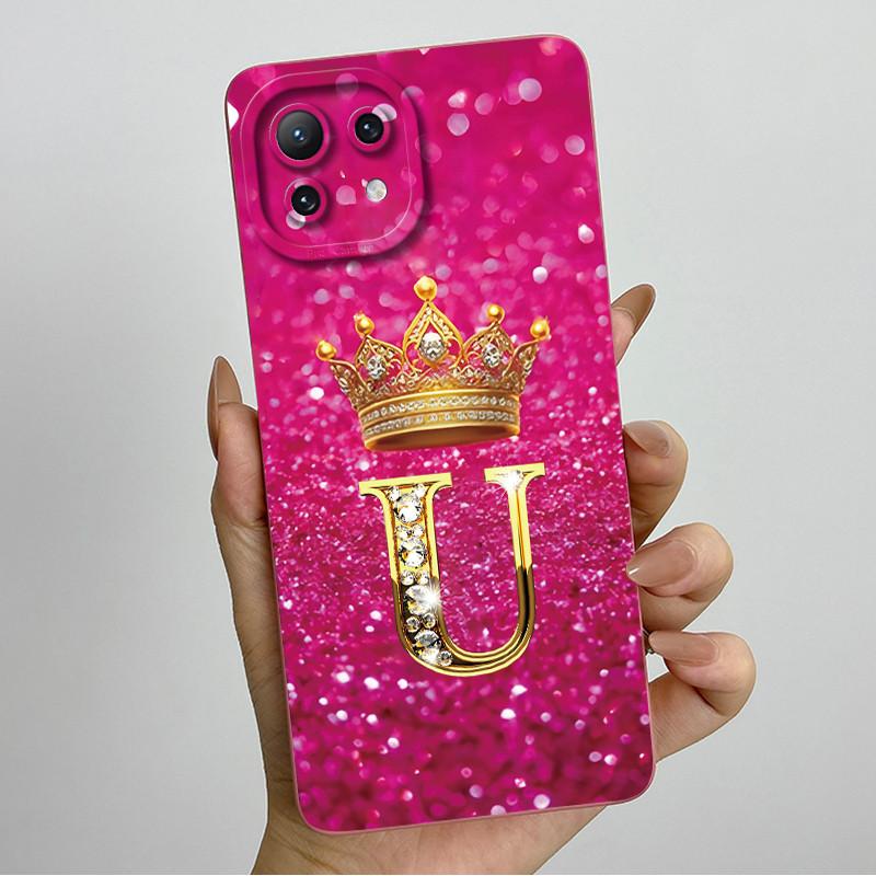 For Xiaomi Mi 11 Lite / 11 Lite 5G / 11 Lite 5G NE Crown Initial Letter Couple Phone Case Soft Silicone TPU Protective Casing
