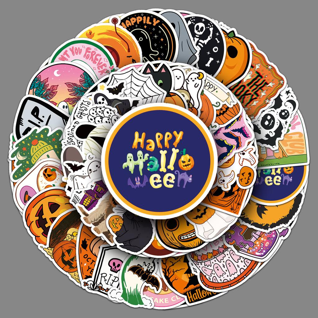 50 Halloween Graffiti Stickers, Cartoon Festival Children's Guka Phone Cases, Suitcase Stickers