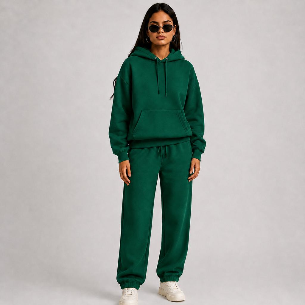 Couple Matching Hooded Tracksuit Set for Spring and, Color Thick Pullover Athletic Sweatsuit for Men and Women