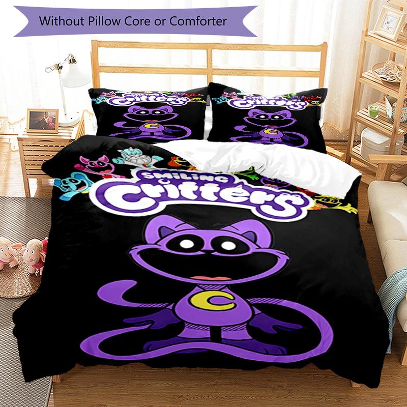 3pcs Smiling Critters2 pattern bedding set duvet cover set includes duvet cover &pillowcases, perfect all season bedroom decoration & gift
