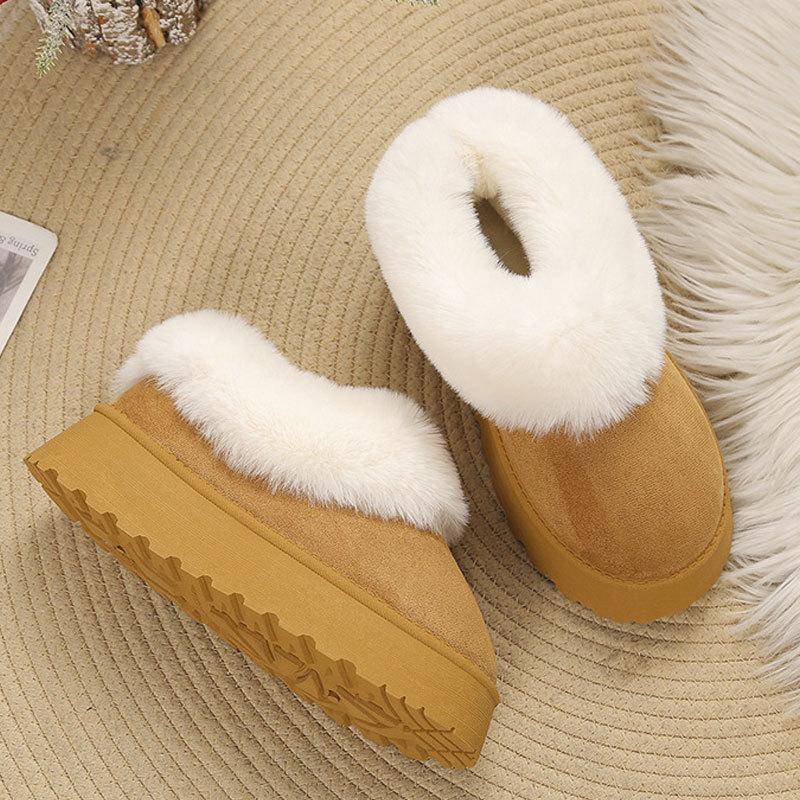 Winter neue Schneestiefel Damen vielseitige Plüsch Damen Baumwollschuhe kurzer Schaft mit Samt zum Warmhalten