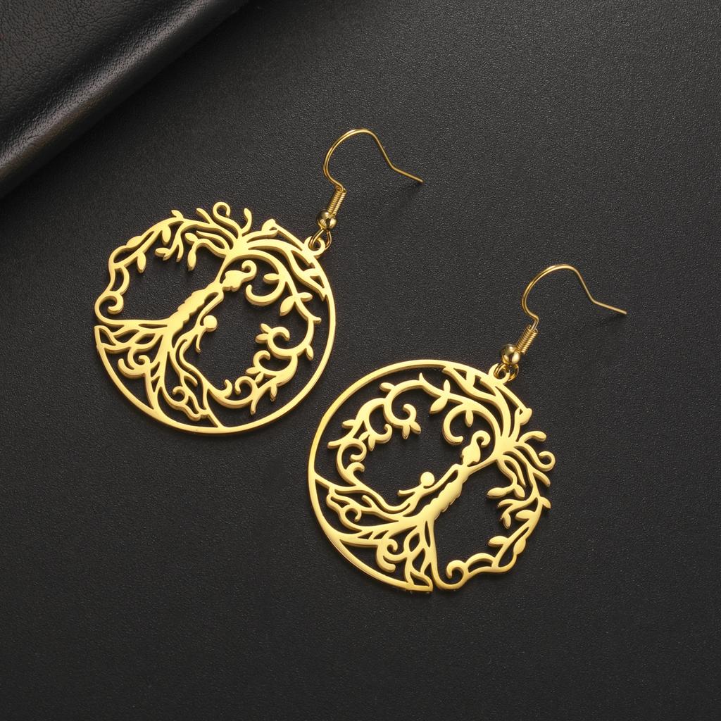LIKGREAT Hot Sale Son Daughter Stainless Steel Tree of Life Drop Earrings Girls Boys Earring Jewelry for Women Family Gifts 2025