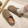2026 New Fashion Shoes Winter New Round Toe Suede Metal Buckle Soft Platform Sole Non-slip Wear-resistant Flat Shoes