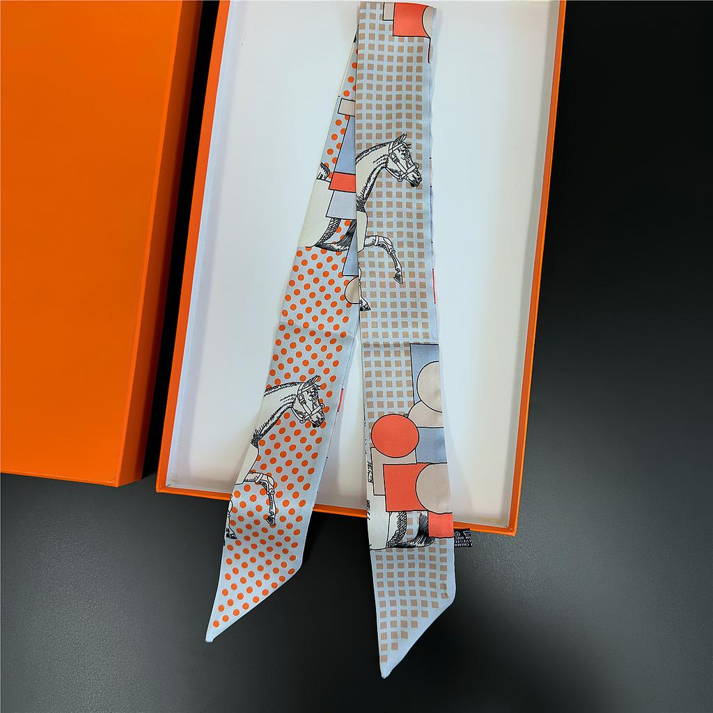Gorgeous Saddle Twill Silk Scarf Women Fashion Scarf Luxury Skinny Bag Scarves Brand Design Foulard  Neckerchief Hair Headband