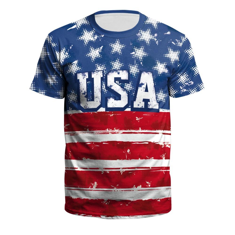 3D Digital Printed Flag Pattern Men's Casual and Comfortable Round Neck Short Sleeved T-shirt