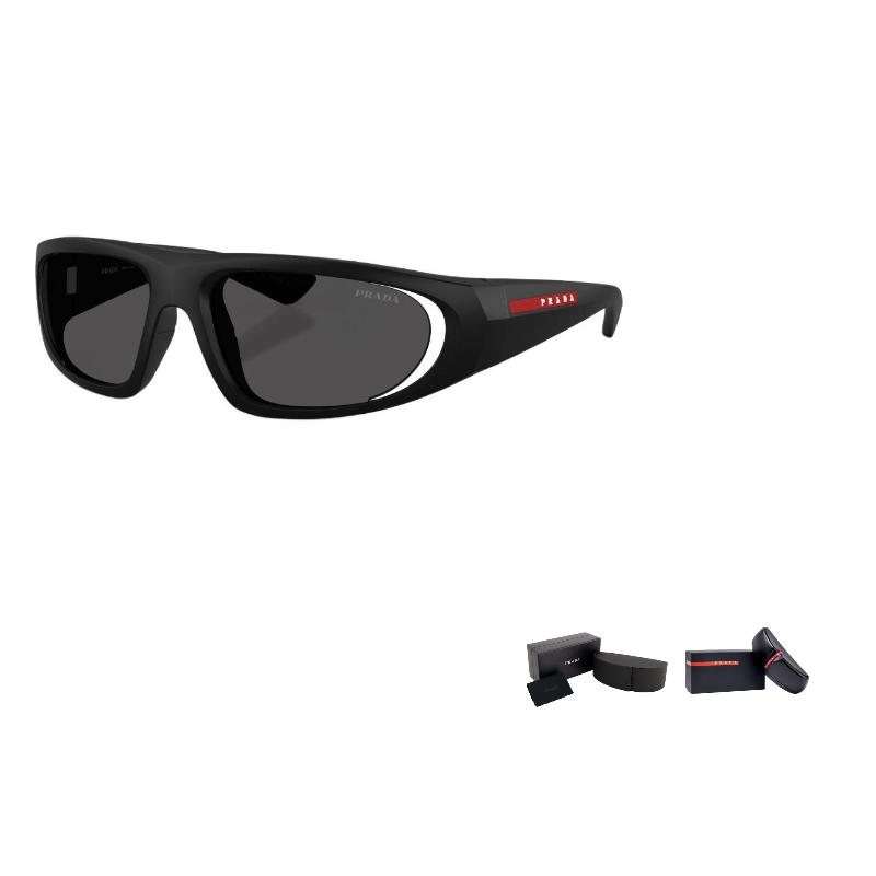 Prada Logo Design Nylon Irregular Shape Sunglasses Men sunglasses Black PSB03S1BO06F
