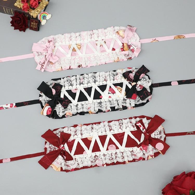 Stilvolles Spitzen-Haarband Armstulpen Anime-Maid-Kostüm Requisiten Kopfschmuck Für Damen Teenager Japanische Animation Event Kopfstück