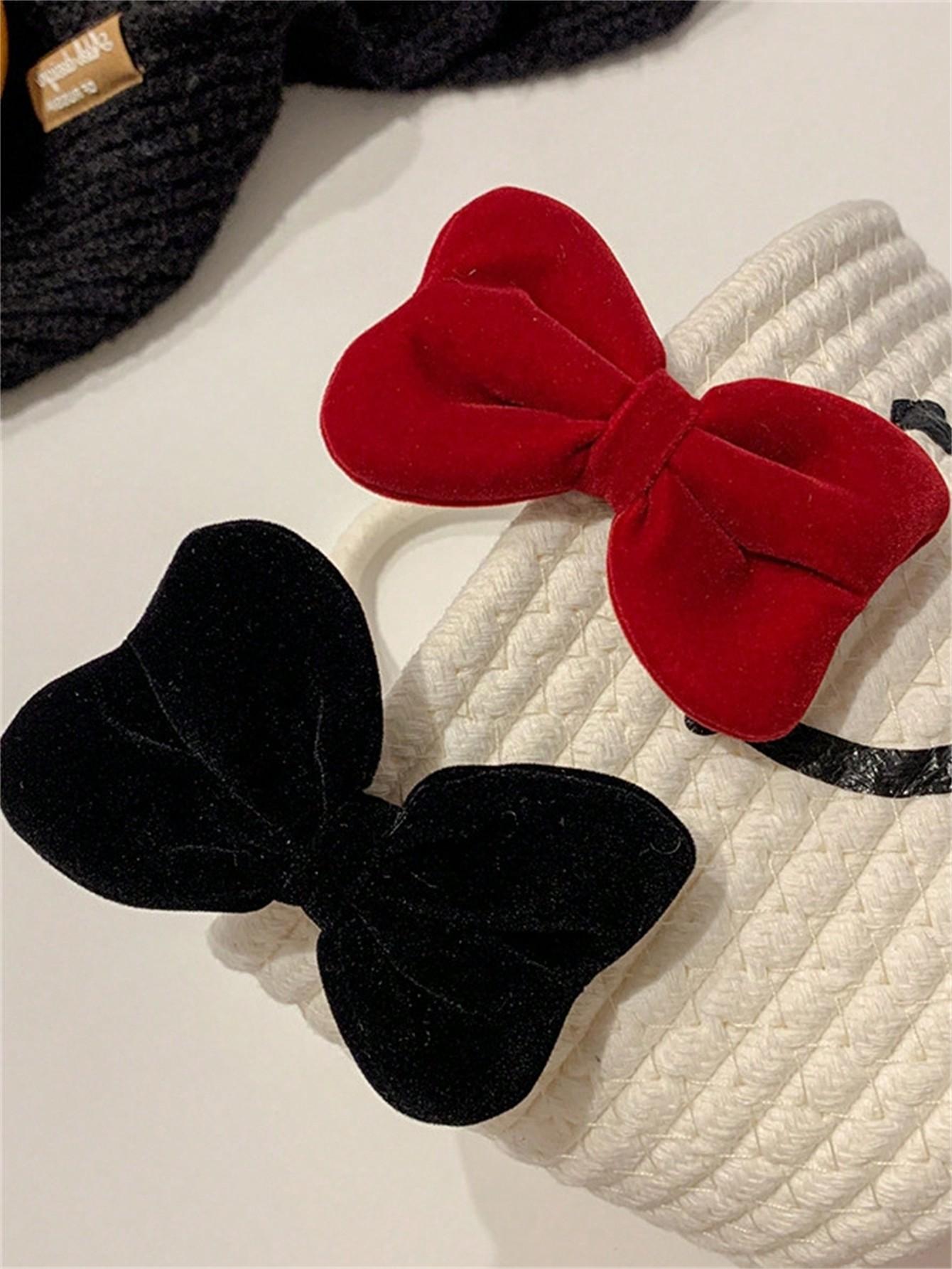 

1 Hair clip for Ladies New Year stereoscopic red velvet bow Hair accessory s Sweet temperament bangs clip Size fits all