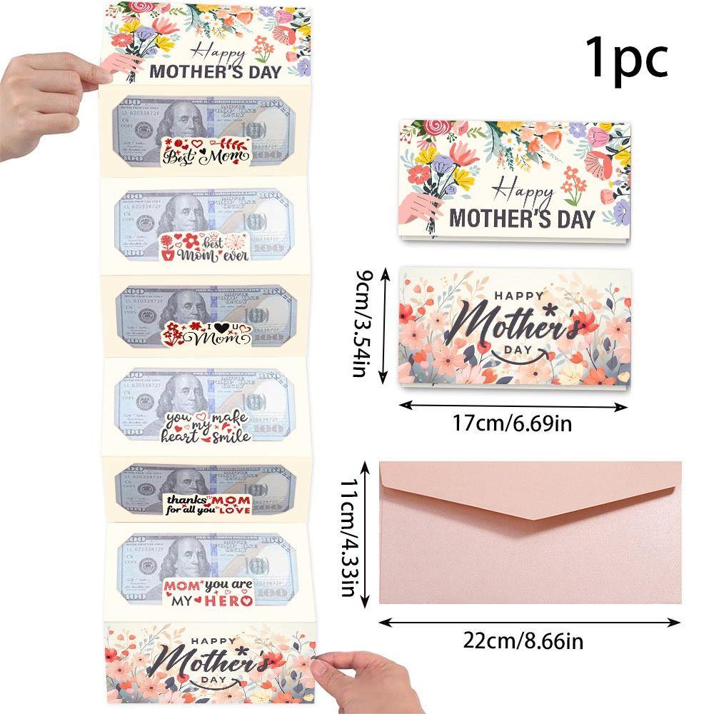 Flower Pattern Money Festival Card Surprise Mother's Day Cash Holder Festival Money Box For Mother