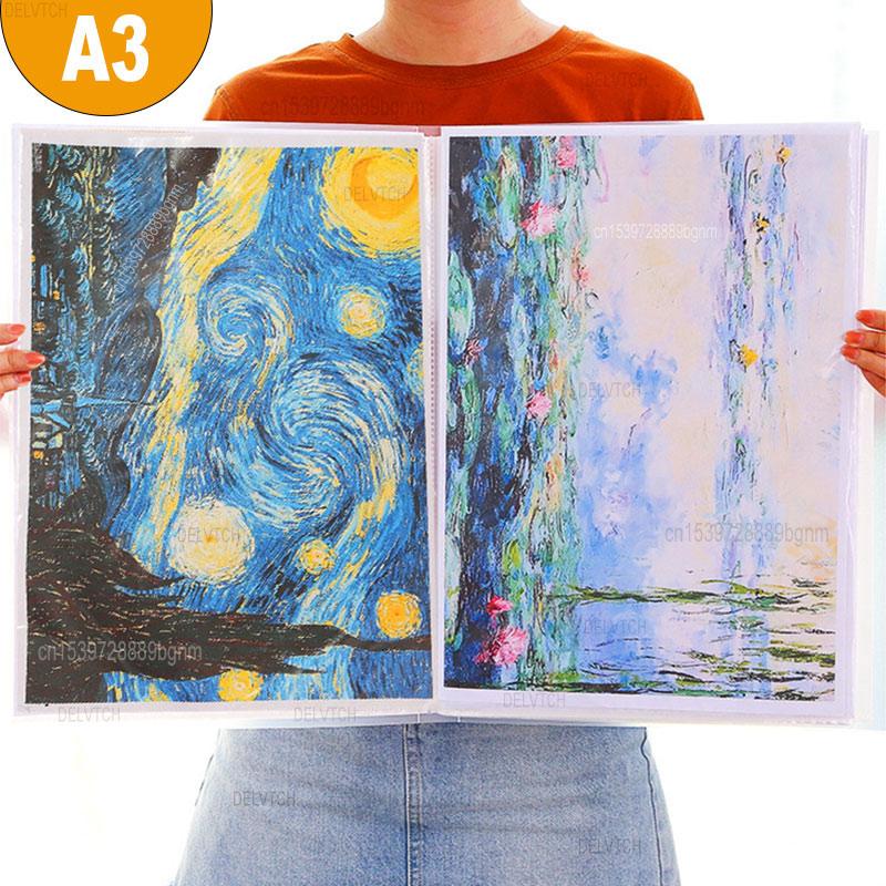 60 Pocket A4 A3 File Folder Picture Photo Album Display Book Art Sketching Painting Drawing Paper Document Storage Bag Organizer
