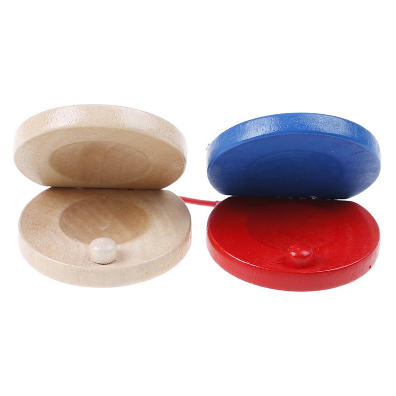 Wooden Castanets Kid Children Toy Wood Percussion Flamenco Musical Instrument