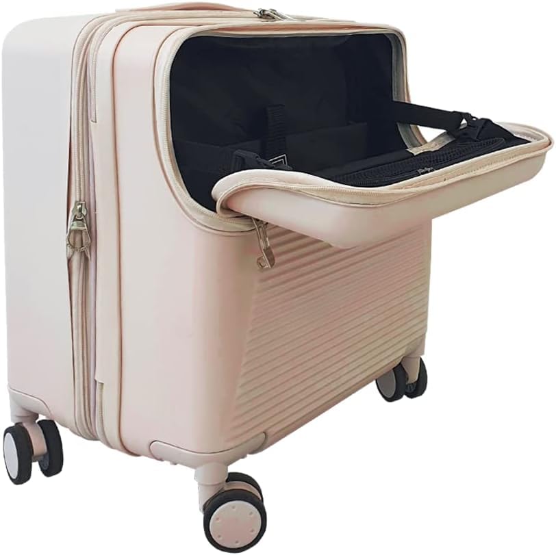 H Suitcase Carry Bag XS Size 35L Front Opening Pocket Removable Casters Carry Case Zippered Quiet Impact Resistant Polycarbonate Durable Travel