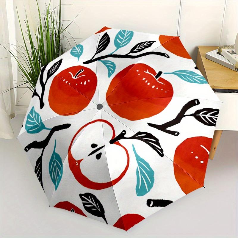 1pc Apple Pattern Automatic Open, Sturdy Iron Frame, Compact Folding Design, All-Season Portable Umbrella for Women & Men yy250801082