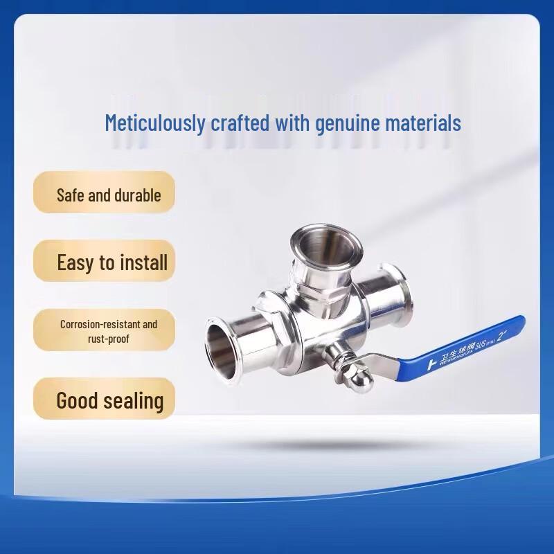 304 Stainless Steel Sanitary Quick-Install 3-Way Ball Valve