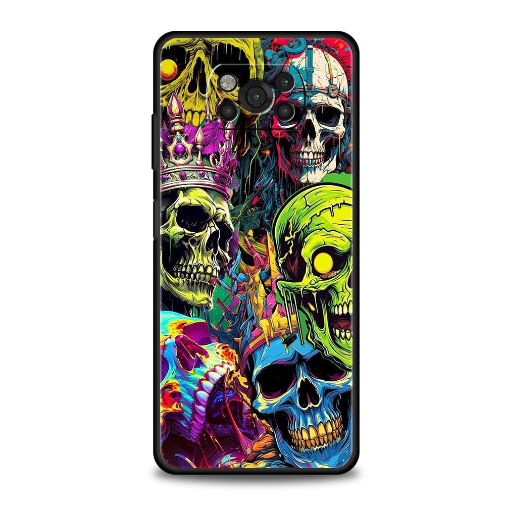 Skeleton Skull Phone Case Cover  for Xiaomi Poco F7 Ultra F6 F5 F4 F3 X6 X5 X4 X3 NFC C51 C55 M4 GT 5G Soft TPU Shell Fundas Bag