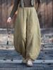 Women's Retro Ramie Sand-Washed Distressed Loose Lantern Pants for Meditation and Tai Chi