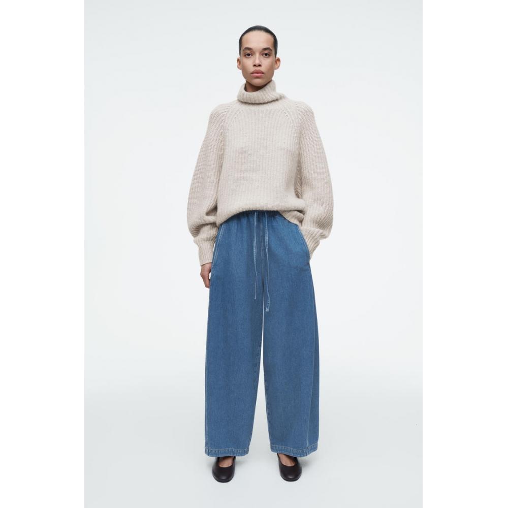 

Cos Japan свободный крой брюки-бочки с завязками на талии из денима blue/32