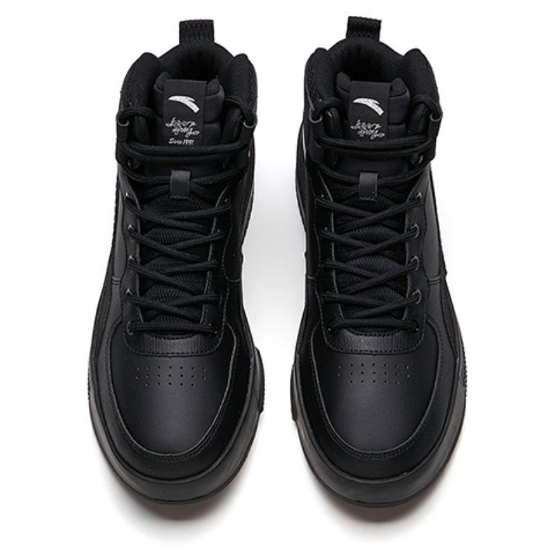 Anta Life Collection Mid-Top Skateboard Shoes Men's Black Sneakers