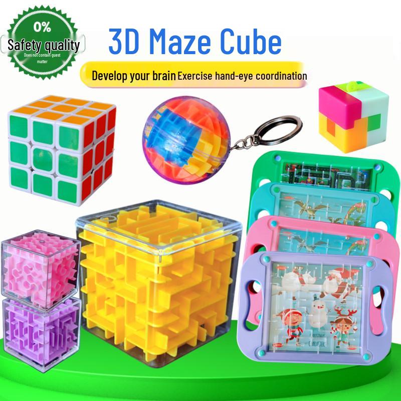 3D Maze Ball Puzzle Cube: Children's Educational Six-Sided Toy