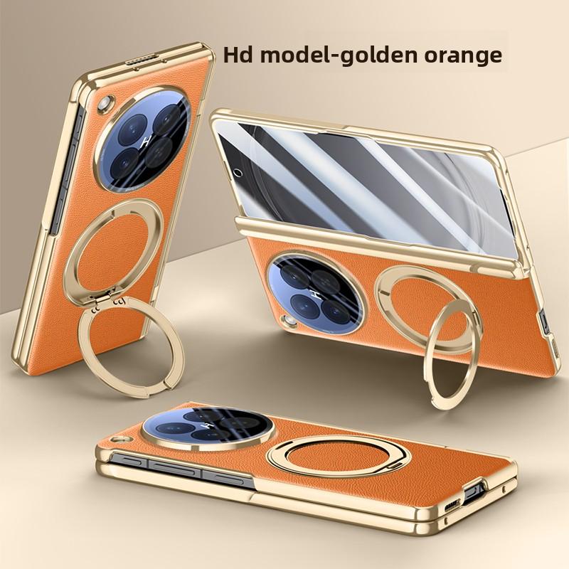 For OPPO Find N6 Case Luxury PU Leather Ring Stand Magnetic Wireless Charging Protective Back Cover For Find N6 N 6 Phone Shell