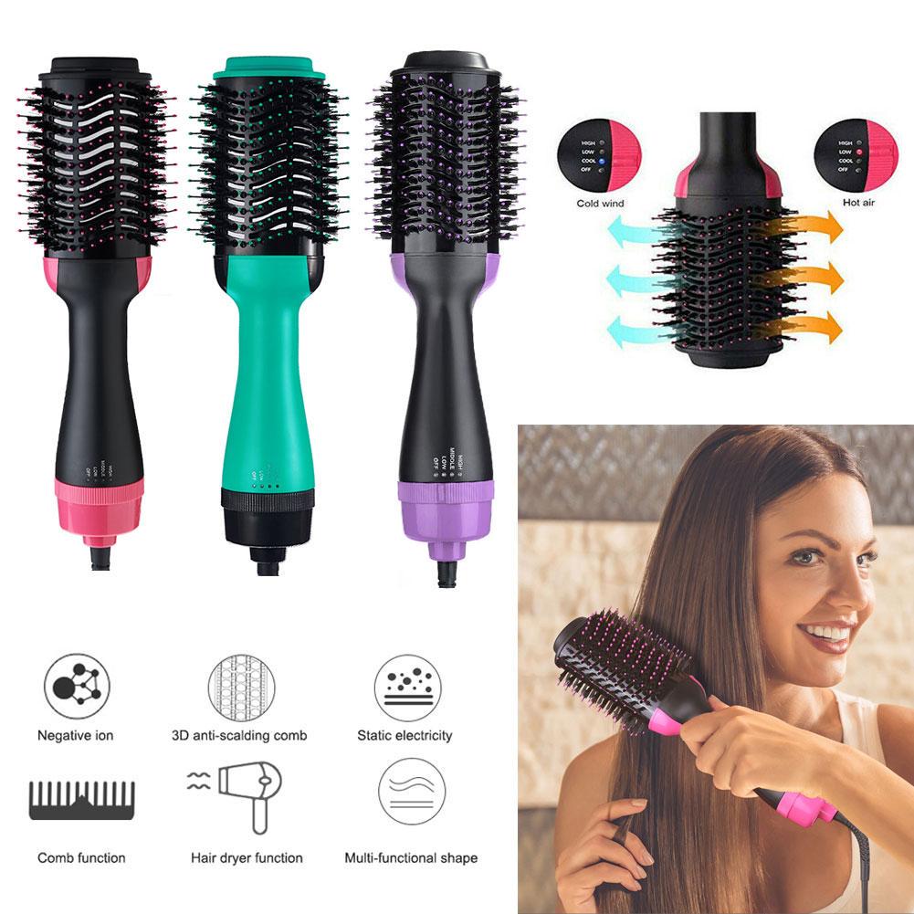 2 In 1 Hair Dryer Comb Curling Oval Brush Straightening Curler
