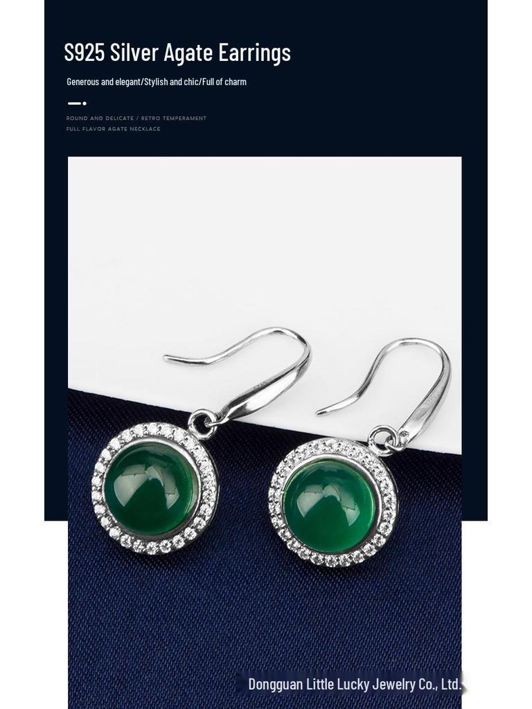 Jade Angel Ethnic Style S925 Silver Synthetic Agate Earrings