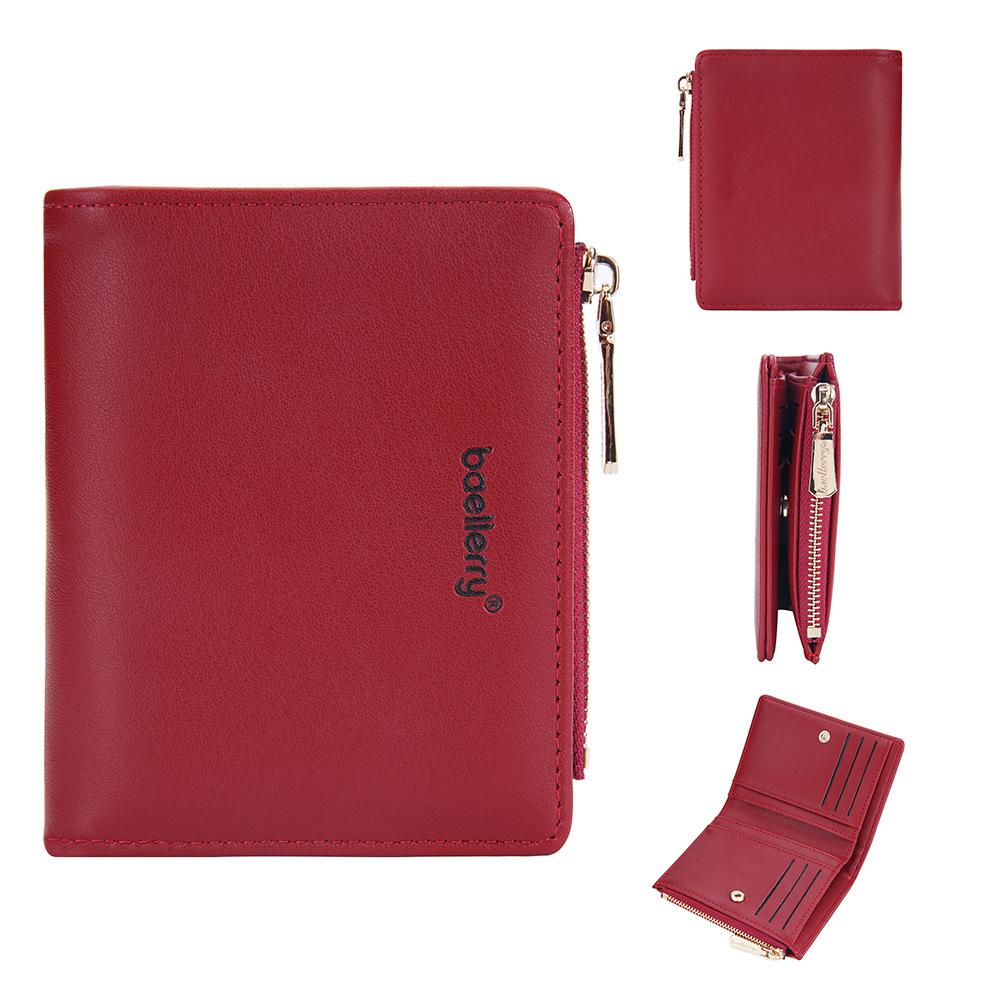 

Baellerry Жіночий короткий гаманець з ПУ шкіри, гаманець на блискавці для монет, гаманець-біфолд на кнопці, простий модний тримач для карток