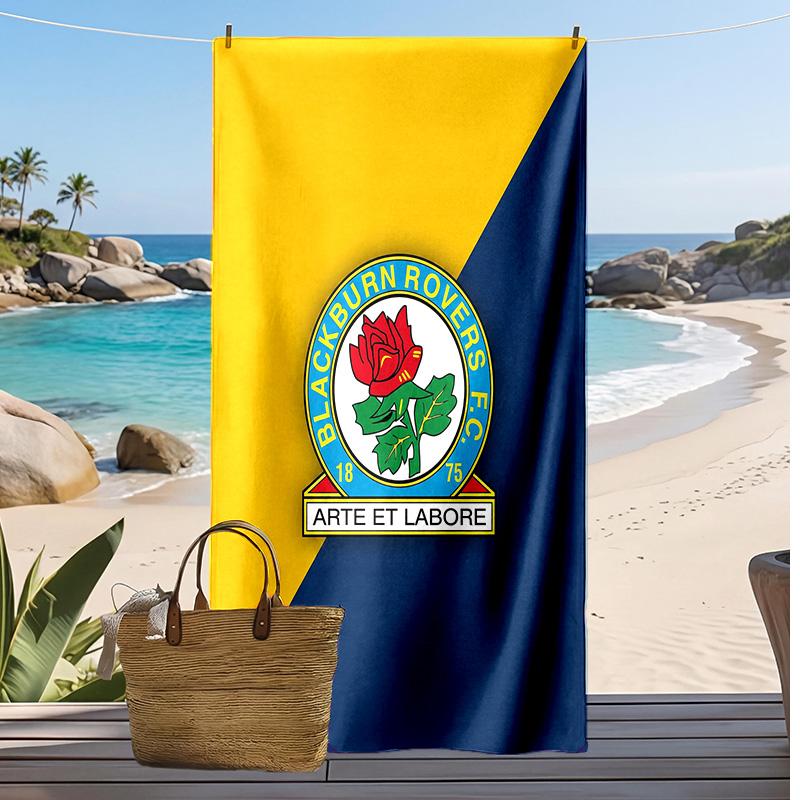 Telo Mare con Stampa Calcio Blackburn Rovers, Telo Grande Morbido Asciugatura Rapida per Spiaggia Campeggio Nuoto