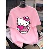 New Hello Kitty Designed Cartoon Printed Tshirt Suitable for Casual Daily Use and Sports Loose Cotton Round Neck Kids Tshirt