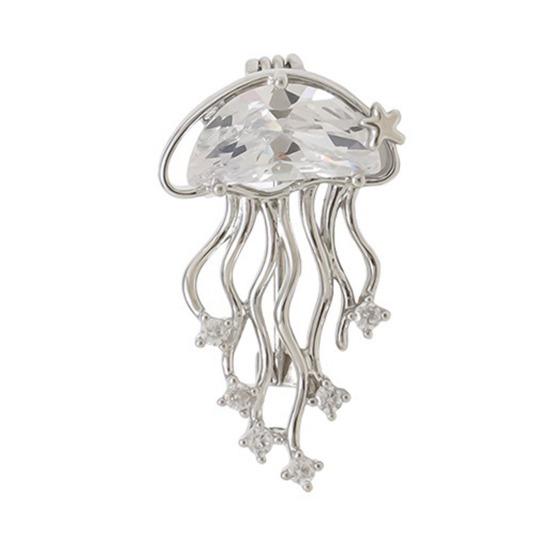 

Женская брошь Синий искусственный кристалл Форма медузы Лацканный значок Костюмы Пальто Сумки Шарфы Значок Универсальный аксессуар серебряный