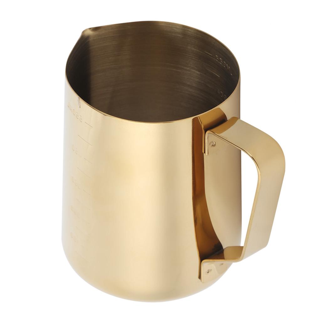 Kaffemelk-skummekopp i rustfritt stål, mugge med skala for hjemmekaffe latte art, gull 600 ml