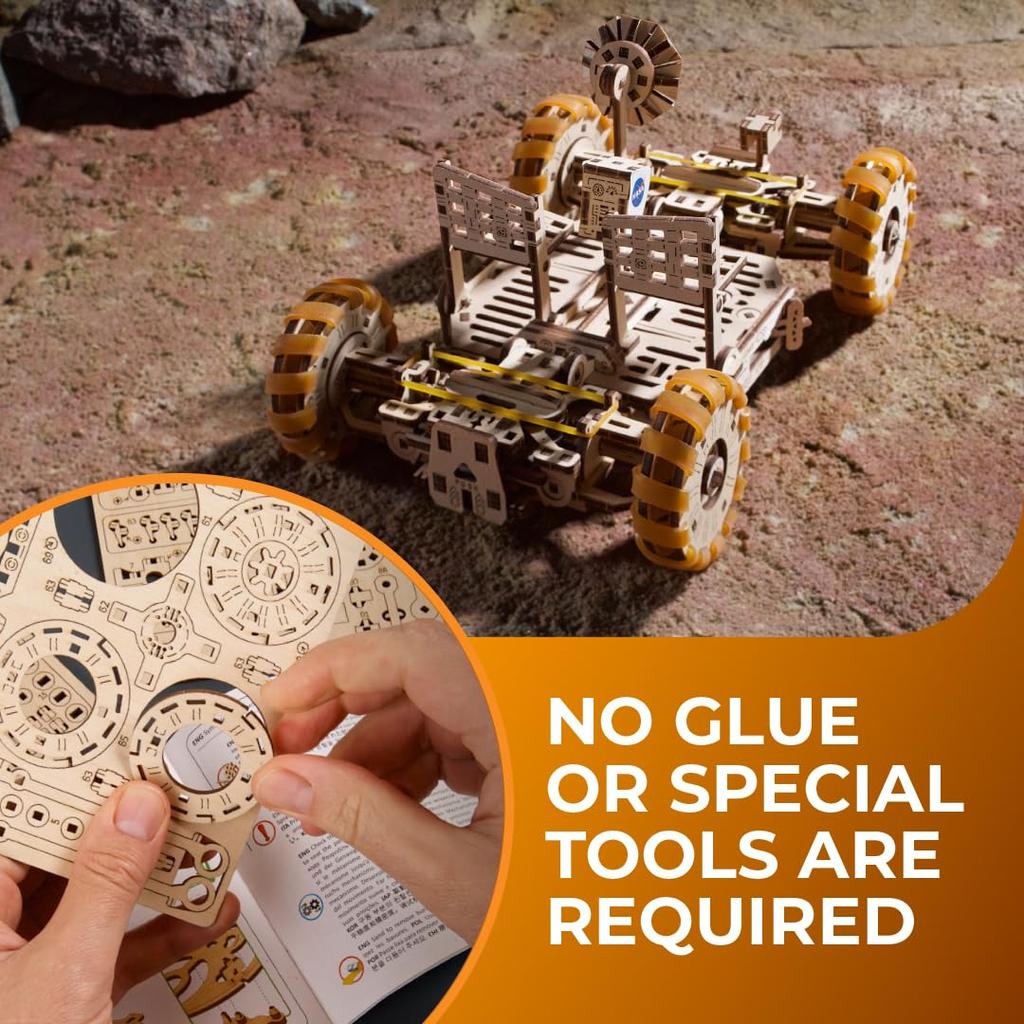 Ugears NASA Lunar Rover 70236 Wooden No Glue or Tools 3D Assembly Instructions Included Puzzle, Required, Puzzle,