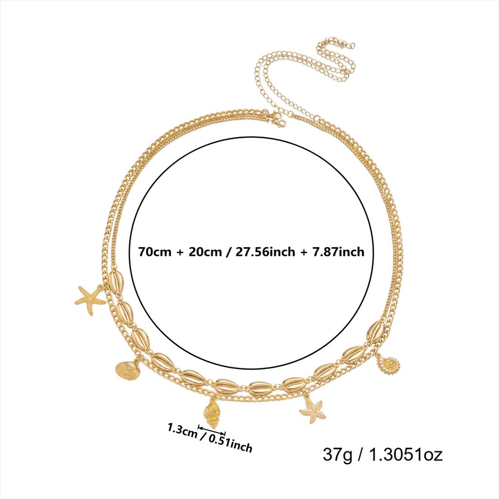 Elegant Gold Color Shell Waist Chain for Women Mermaidcore Festival Layered Chain Summer Beach Vacation Party Jewelry Gift