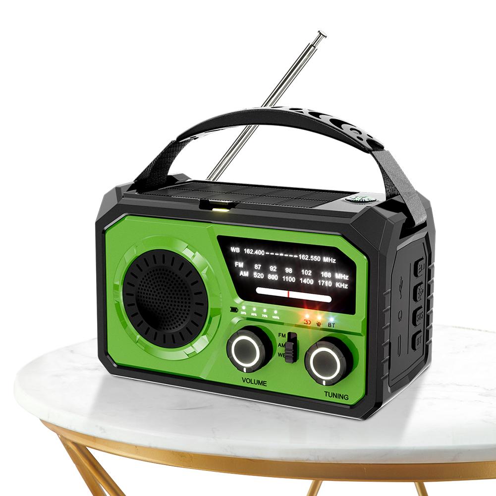 AM/FM/WB NOAA Emergency Weather Radio 16000mAh Bluetooth Speaker Hand Crank/Solar/Type-C Charging Survival Radio LED Flashlight